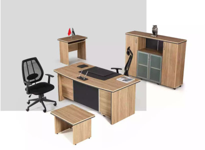 Luxe kantoorinrichting Bureau Planken Bijzettafel Archiefkast 4-delig