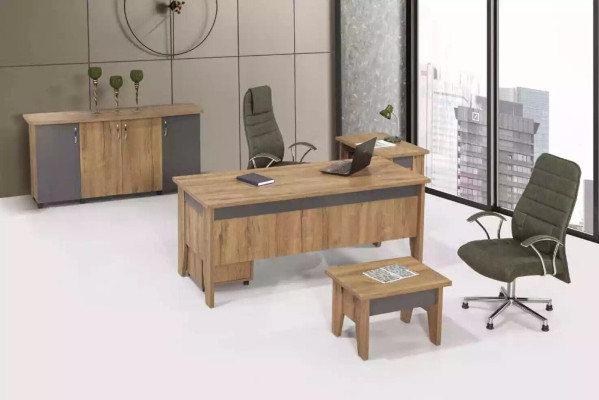 Houten meubel kantoorset bureaumeubilair bureau kast 4-delig