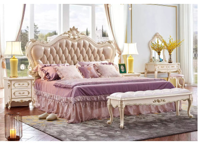Slaapkamer set chesterfield bed 2x nachtkastjes klassiek meubilair 3-delig