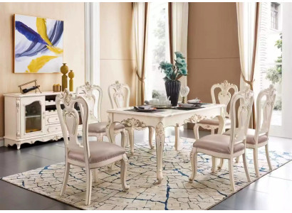 Eetkamer set luxe Eettafel 6x Stoelen klassieke meubels 7dlg nieuw