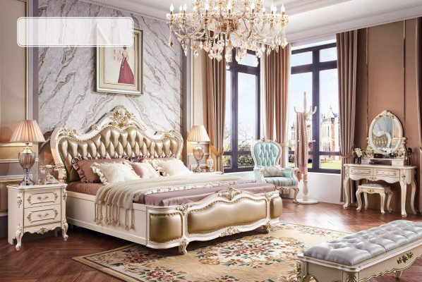 Klassieke luxe slaapkamer luxeset 3-delig bed + 2 nachtkastjes nieuw