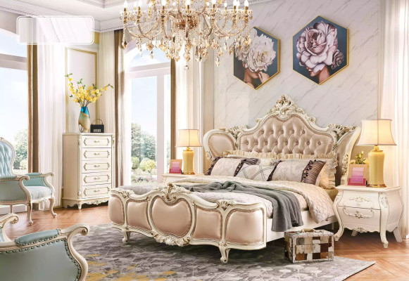 Slaapkamer meubels Bed 2x Nachtkastjes Luxe-set Nieuwe klassieke meubels 3-delig