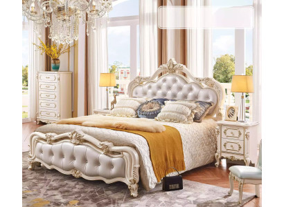 Slaapkamer set chesterfield bed + 2x nachtkastjes hout luxe 3-delig interieur