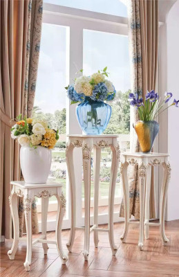 Bloemenstandaard in klassieke stijl voor in de woonkamer, luxe standaard met plank zuil, 3-delig.