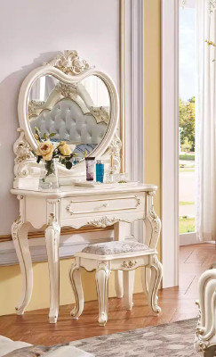 Klassieke kaptafelkruk Designer houten meubelset Slaapkamer 2-delig