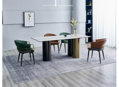 Eetkamerset Designer set Eettafel 4x kunstleren stoelen 5-delig