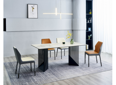 Eetkamerset Eettafel Ontwerper 6x kunstlederen stoelen Eettafel 7-delig