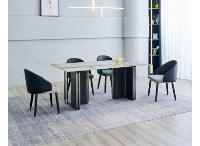 Edel eetkamermeubilair ontwerper eettafel 6 kunstleren stoelen 7-delige set