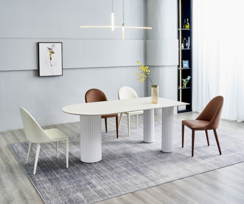 Witte eetkamerset Designer eettafel 6x gestoffeerde stoelen Luxe set
