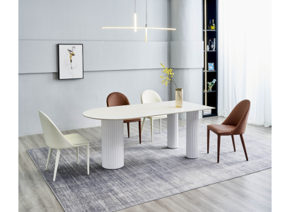 Witte eetkamerset Designer eettafel 6x gestoffeerde stoelen Luxe set