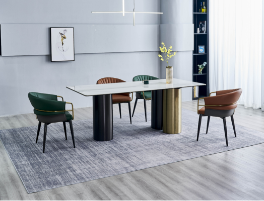 Stijlvolle eetkamerset, ontwerper eettafel, luxe zitgroep, 6 stoelen, 7 delen.