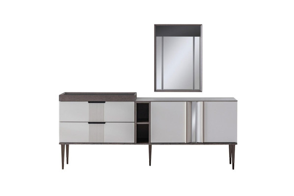 Luxe eetkamerset eettafel 4x stoelen + dressoir met spiegel Nieuwe set