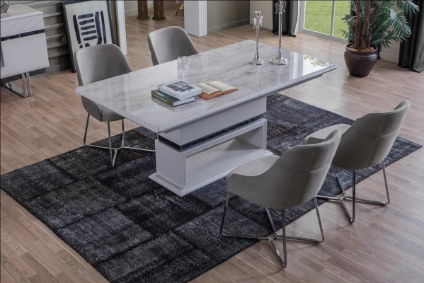 Modern eetkamerset bestaande uit 5-delige eettafel en 4 stoelen nieuwigheid.
