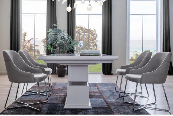 Modern eetkamerset bestaande uit 5-delige eettafel en 4 stoelen nieuwigheid.