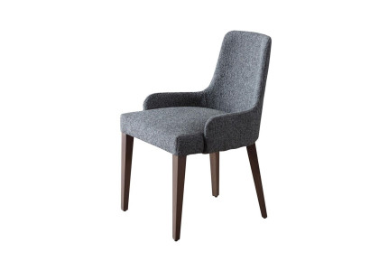 Exclusieve grijze stoel met bruine houten poten design eetkamer noviteit.