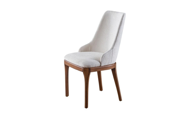 Exclusieve witte stoelen met bruine houten poten design eetkamer nieuwigheid.