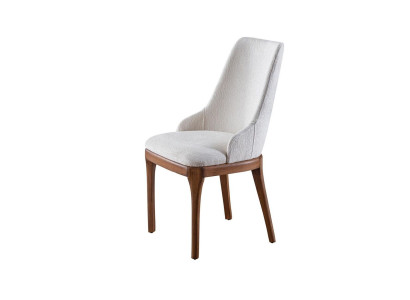 Exclusieve witte stoelen met bruine houten poten design eetkamer nieuwigheid.
