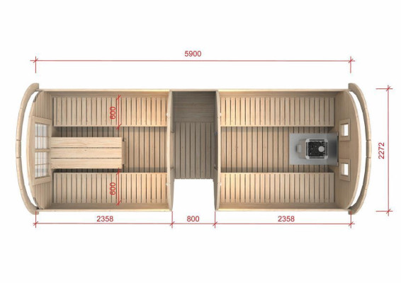 Sauna Saunavat Outdoor Tuinsauna 590 x Ø 2,27 m Saunavat Bouwpakket