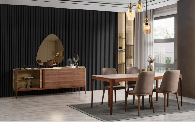 Complete eetkamer eethoek eettafel stoelen 9-delig hout bruin