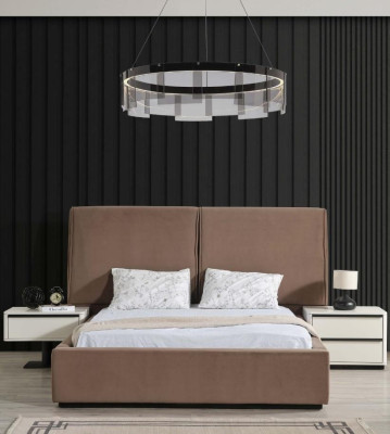 Slaapkamer set Tweepersoonsbed Nachtkastjes 4-delig Beige Kast