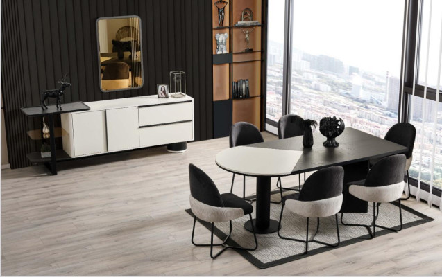 Eetgroep Eetkamer Set Eethoek Eettafel Stoelen 9-delig Hout Wit