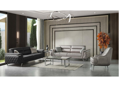 Luxe bankstel met drie-zits bankstoel stoffen bank grijs gestoffeerde bankstellen sofa's