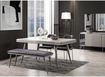 Eetkamerset Eetkamermeubels Eethoek Eettafel Eettafel Stoelen 6-delig Grijs