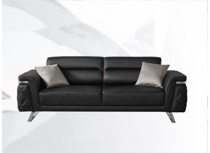 Moderne driepersoons stoffen bank 3-zitsbank Zwarte gestoffeerde bankdesign