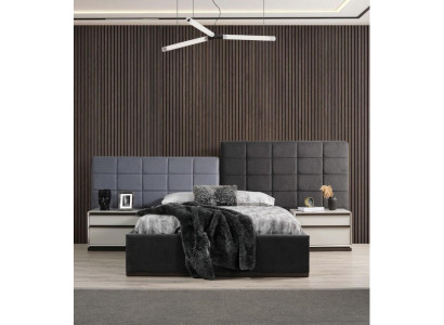 Slaapkamerbed set tweepersoonsbed bed nachtkastjes 3-delig grijs modern