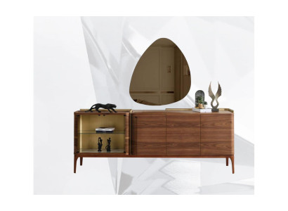 Sideboard met spiegel Dressoir Kast Houten kast Bruin Commode Ontwerp