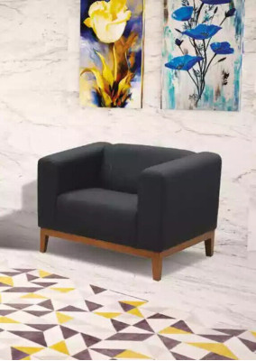 Werkkamer Zwarte Fauteuil Luxe Zitkussen Stof Textiel Meubels 92x77x65