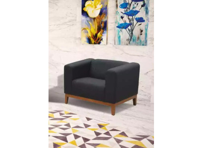 Werkkamer Zwarte Fauteuil Luxe Zitkussen Stof Textiel Meubels 92x77x65