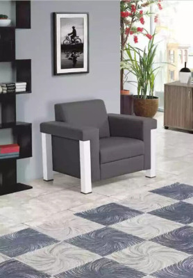 Grijze fauteuil kantoorinrichting studeerkamer gestoffeerde stoel modern zit meubels