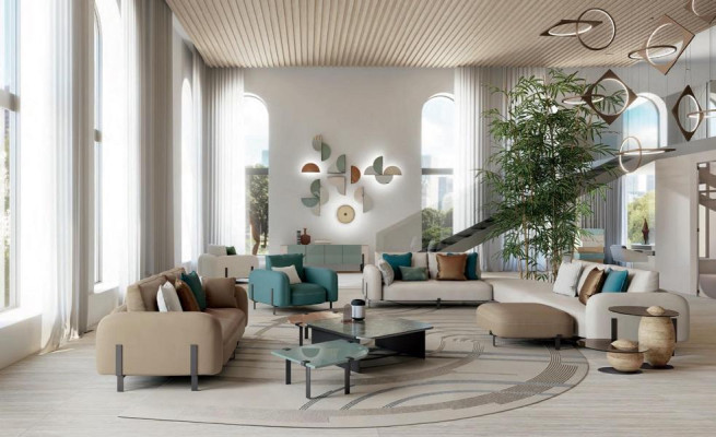 Hockerontwerp Hout Italiaanse meubels Luxe woonkamer Voetenbank Bizzotto Nieuw