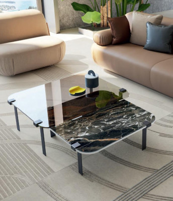 Salontafels Tafel Luxe Glazen Tafels Consoles Ontwerp Italiaanse Meubels Set 2x