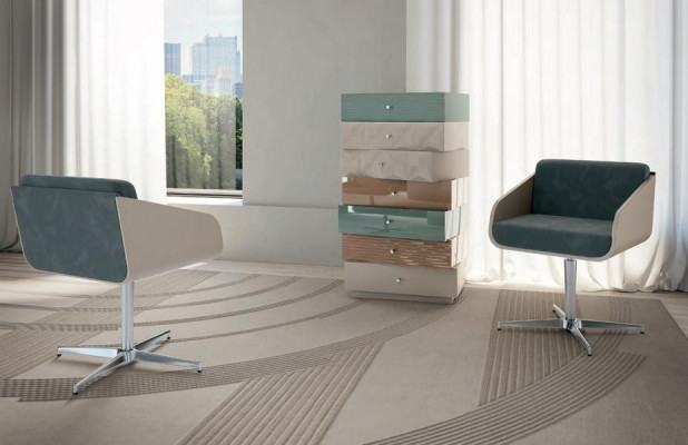 Moderne luxe draaibare fauteuil lounge zitcomfort gestoffeerde rugmeubelen Bizzotto