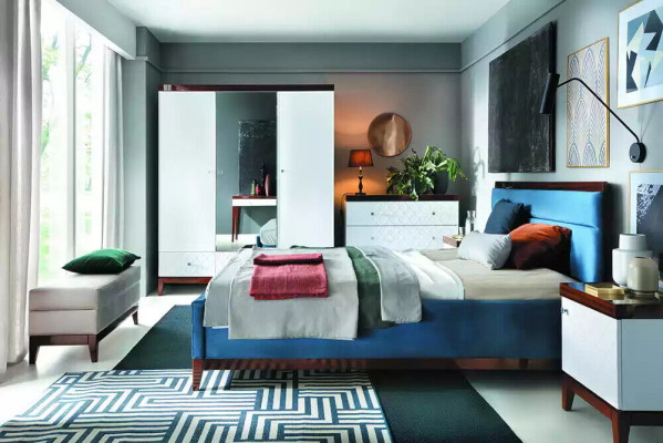 Bed slaapkamer luxe meubels in blauwe kleur Nieuwigheid voor uw interieurs.