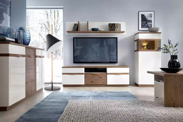 TV standaard tv wand woonwand laagbord wit hoogglans tv standaard