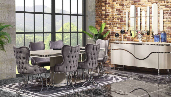 Ontwerp eetkamergroep Tafel Stoelen Houten tafel Eetkamerset 9-delig.