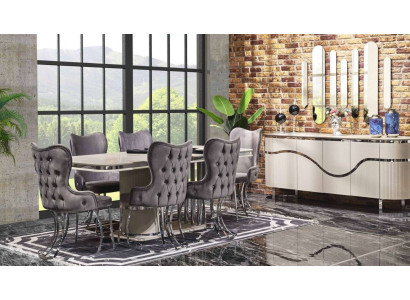 Ontwerp eetkamergroep Tafel Stoelen Houten tafel Eetkamerset 9-delig.
