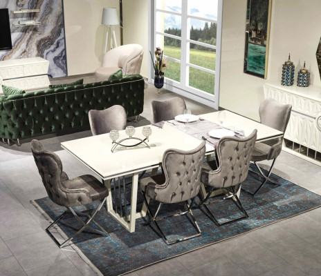Luxe eetkamerset 7-delig. Eettafel Stoelen Modern Meubel Design Tafel