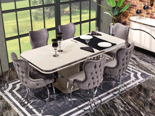 Ontwerp eetkamergroep Tafel Stoelen Houten tafel Eetkamerset 9-delig.