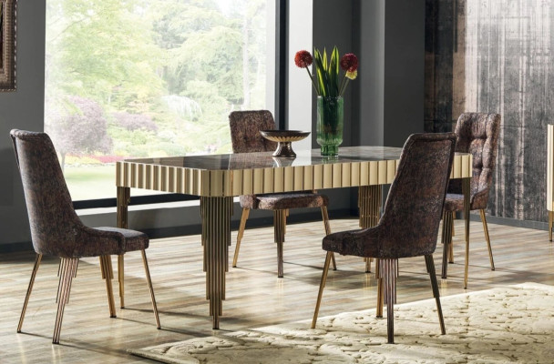 Moderne eettafel 4 stoelen eetkamerset Designer set 5-delig stijl tafel
