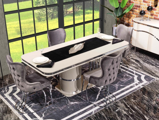Ontwerp eetkamergroep Tafel Stoelen Houten tafel Eetkamerset 9-delig.