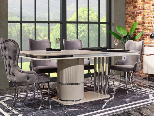 Ontwerp eetkamergroep Tafel Stoelen Houten tafel Eetkamerset 9-delig.
