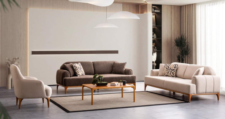 Moderne Beige bankstel 3+3+1 zitplaatsen woonkamer meubilair luxe set bankstel