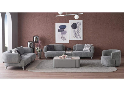 Bankstel Bankstel 3+3+1 Zitplaatsen Grijs Bank Luxe Meubels Woonkamer Banken