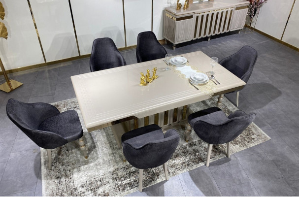 Luxe eetkamerset eettafel + 6x stoelen designer set eetkamergroep set