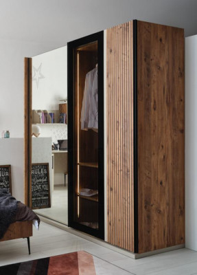 Moderne kledingkast Luxe houten kasten Glas stijlvolle slaapkamer