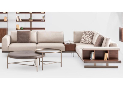 Beige stoffen hoekbank L-vorm bank stoffen bank luxe meubels woonkamer